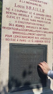 Photo of Louis Braille's headstone at his home in Coupvray, France