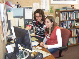 NY Educator Maria Arguren with Student, Dana working at a computer