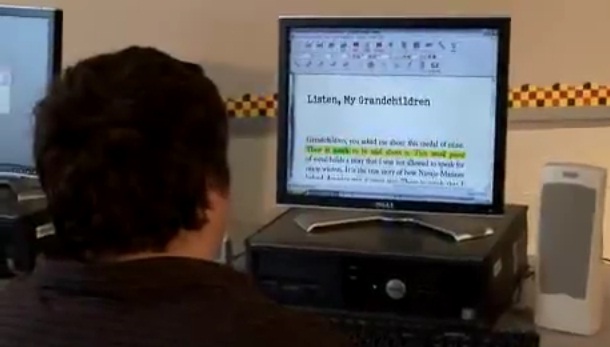 a screenshot from the beginning of a video showing text-to-speech software