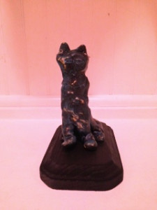 Black scupleted cat made by students.
