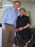 Liz Halperin and her guide dog, Sir Welton with Jim Fruchterman in the Bookshare 