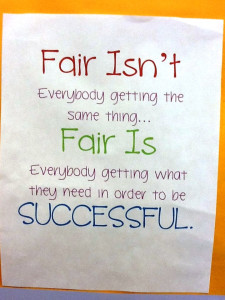 Classroom Poster: ‘Fair Isn’t Everybody Getting the Same Thing, Fair Is Everybody Getting What They Need to be Successful.’