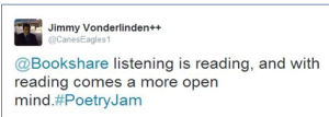 @CanesEagle1 (Jimmy Vonderlinden): “listening is reading, and with reading comes a more open mind.”