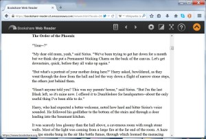 Screen capture of Bookshare Web Reader reading Harry Potter's "Order of the Phoenix"
