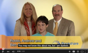 Title screen for video about Ben Cooper, Bookshare member, and his parents
