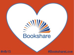 Bookshare logo inside a heart