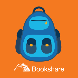 Back to school graphic with a backpack and Bookshare logo