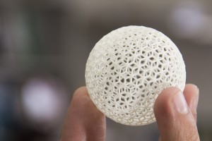 Plastic ball with holes made by a 3D printer