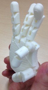 Plastic model of a 3D-printed hand