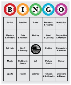 Bingo card with book categories in each square