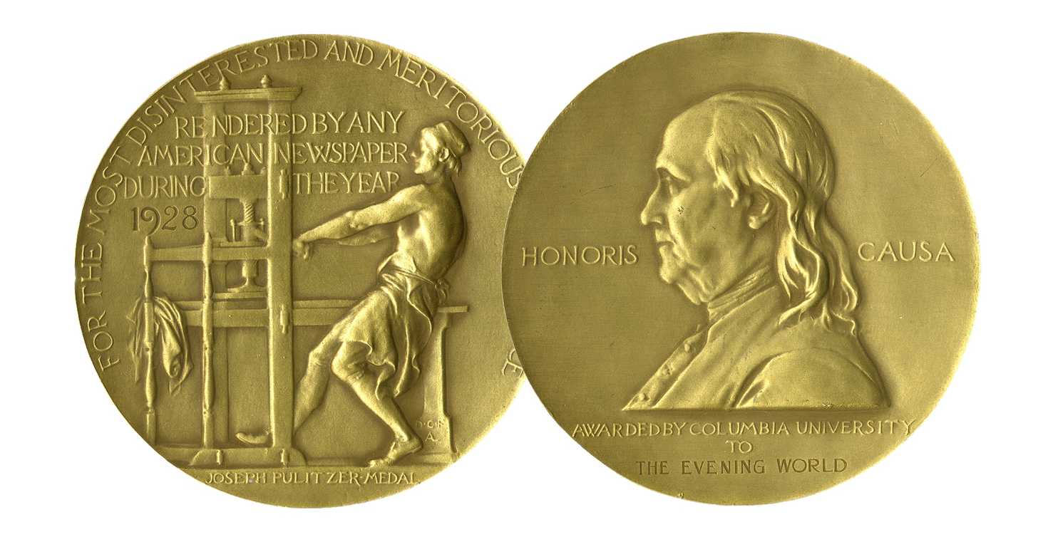 Front and back of Pulitzer Prize award