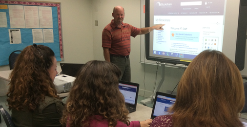 Corey Straily conducts Bookshare training for teachers at San Diego Unified School District