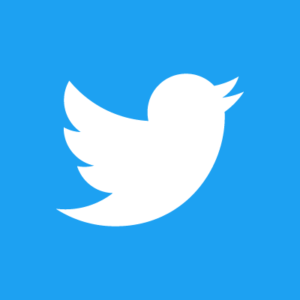 Twitter icon of white bird on blue background