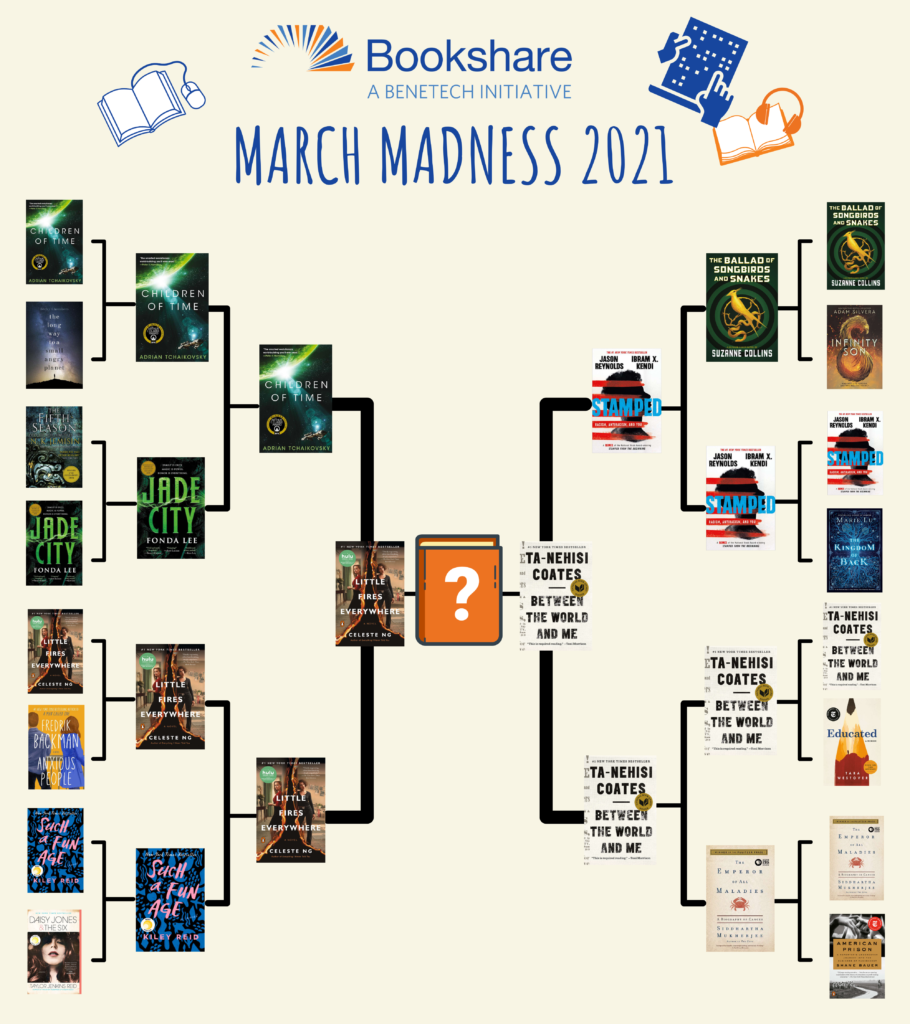 Bookshare March Madness Book Bracket. See extended description.